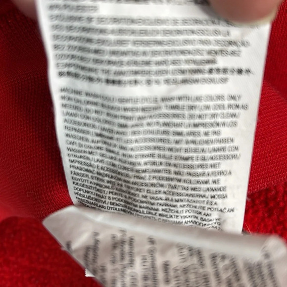 VANS Unisex Full Patch Hoodie Red White Graphic Front Back Kangaroo Pocket Small - Picture 13 of 15